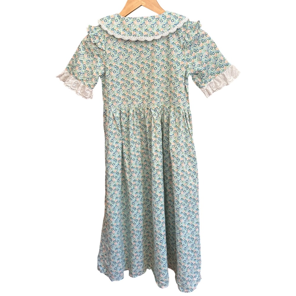 7Y Scarlet Darkness Floral Maxi Dress Cottagecore Prairie Victorian Eyelet Lace - Picture 5 of 5